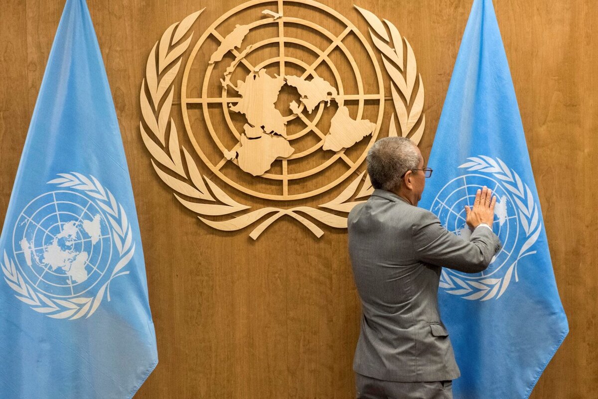 UN flags being prepared for UN General Assembly General Debate