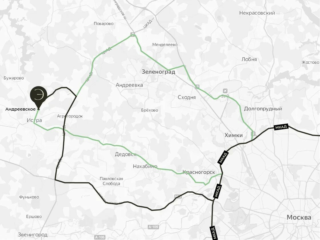 От своего коттеджа до МКАД вы с ветерком доедете на машине по Новорижскому шоссе