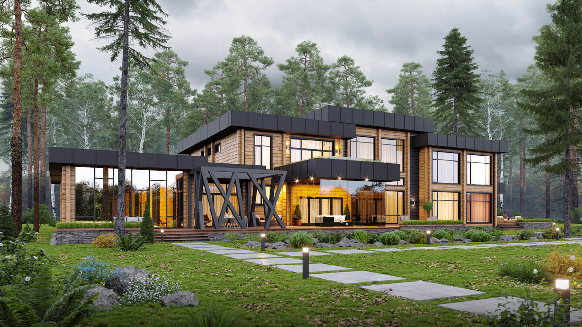 Проект дома из премиального клееного бруса от Нархострой