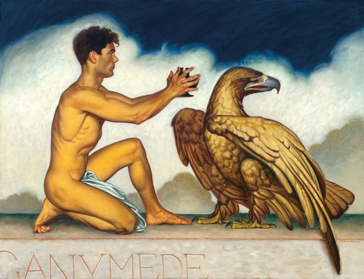 Согласно легенде, Ганимед был похищен Зевсом, обернувшимся в орла.