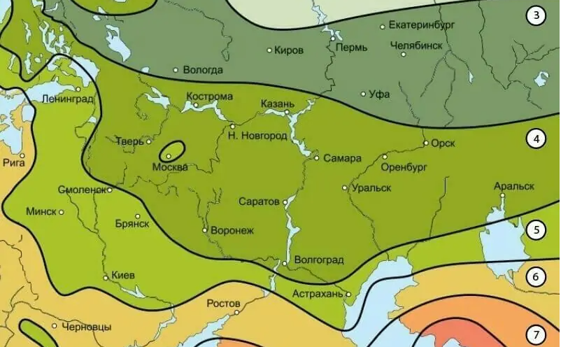 Карта морозостойкости россии зоны