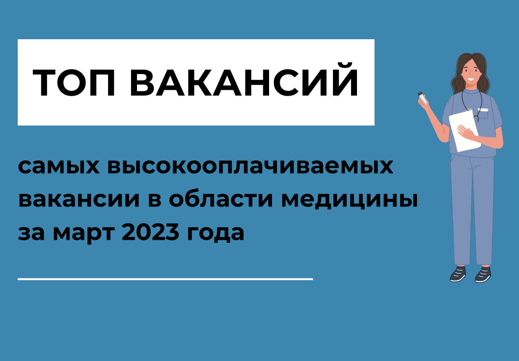 Топ самых высокооплачиваемых вакансии в области медицины за март 2023