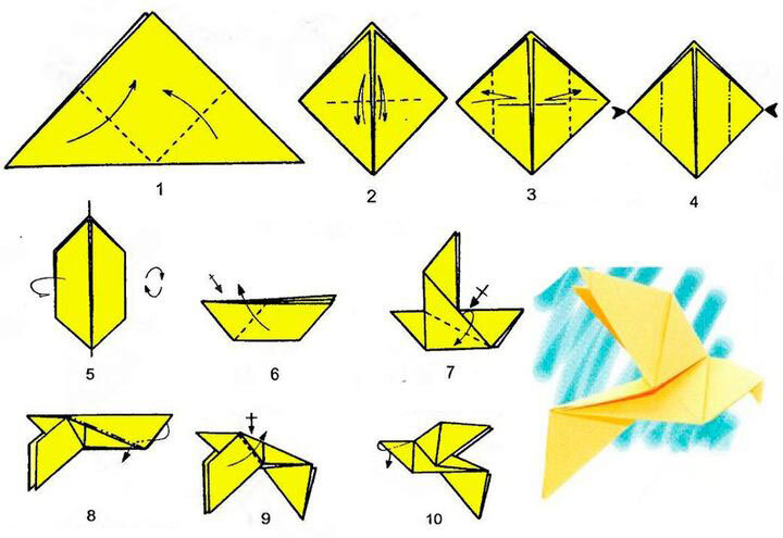 Бумажный оригами голубь: инструкции и схемы