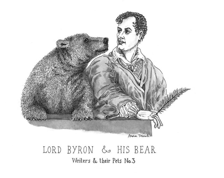 Байрон и его медведь. Рисунок из открытых источников