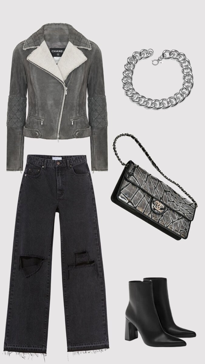 Винтажная куртка Chanel, винтажная сумка Chanel, цепь Pierre Cardin из коллекции VintageDream