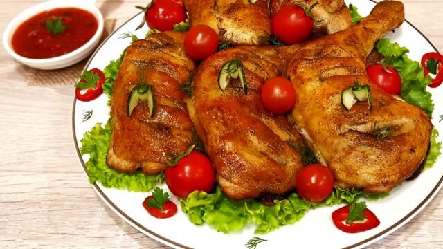 Куриные окорочка с хрустящей корочкой в духовке — рецепт с фото