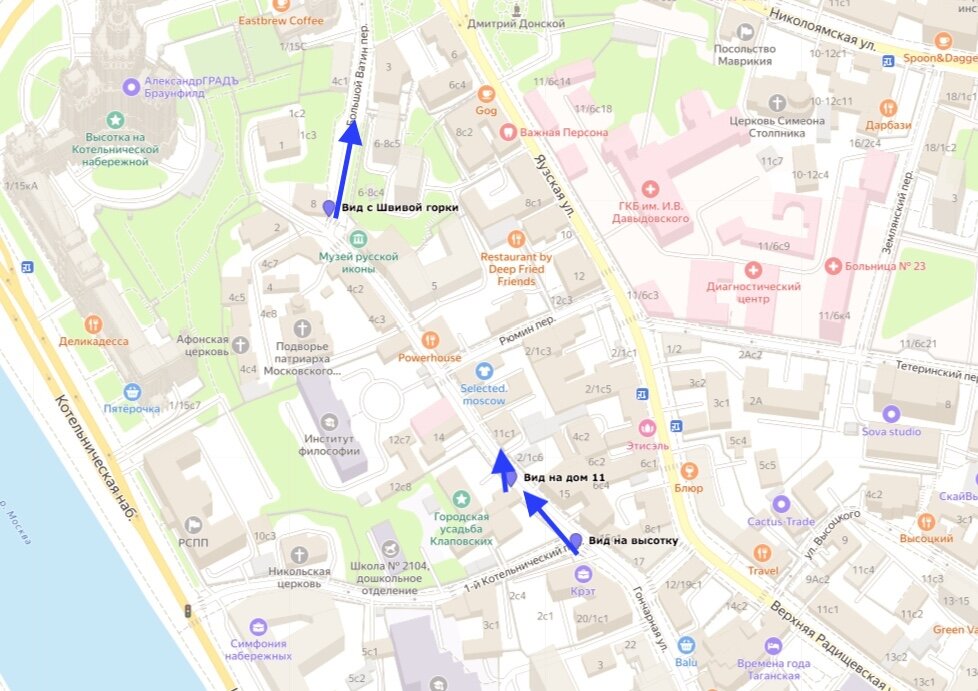 Точки и направление съёмки. Апрель 2023 года. 