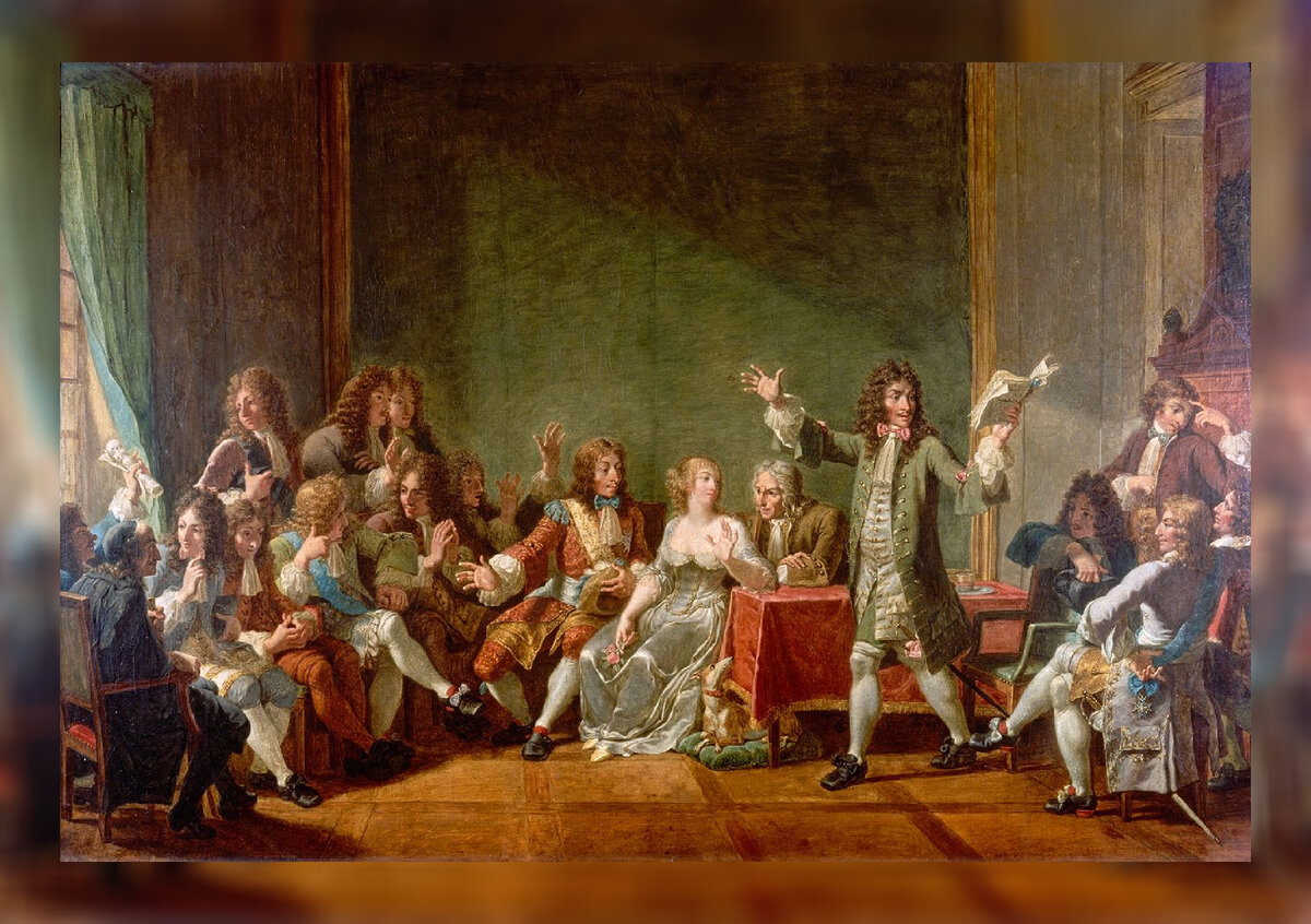 "Мольер читает "Тартюфа" в салоне Нинон де Ланкло". Никола-Андре Монсио. XVIII век 