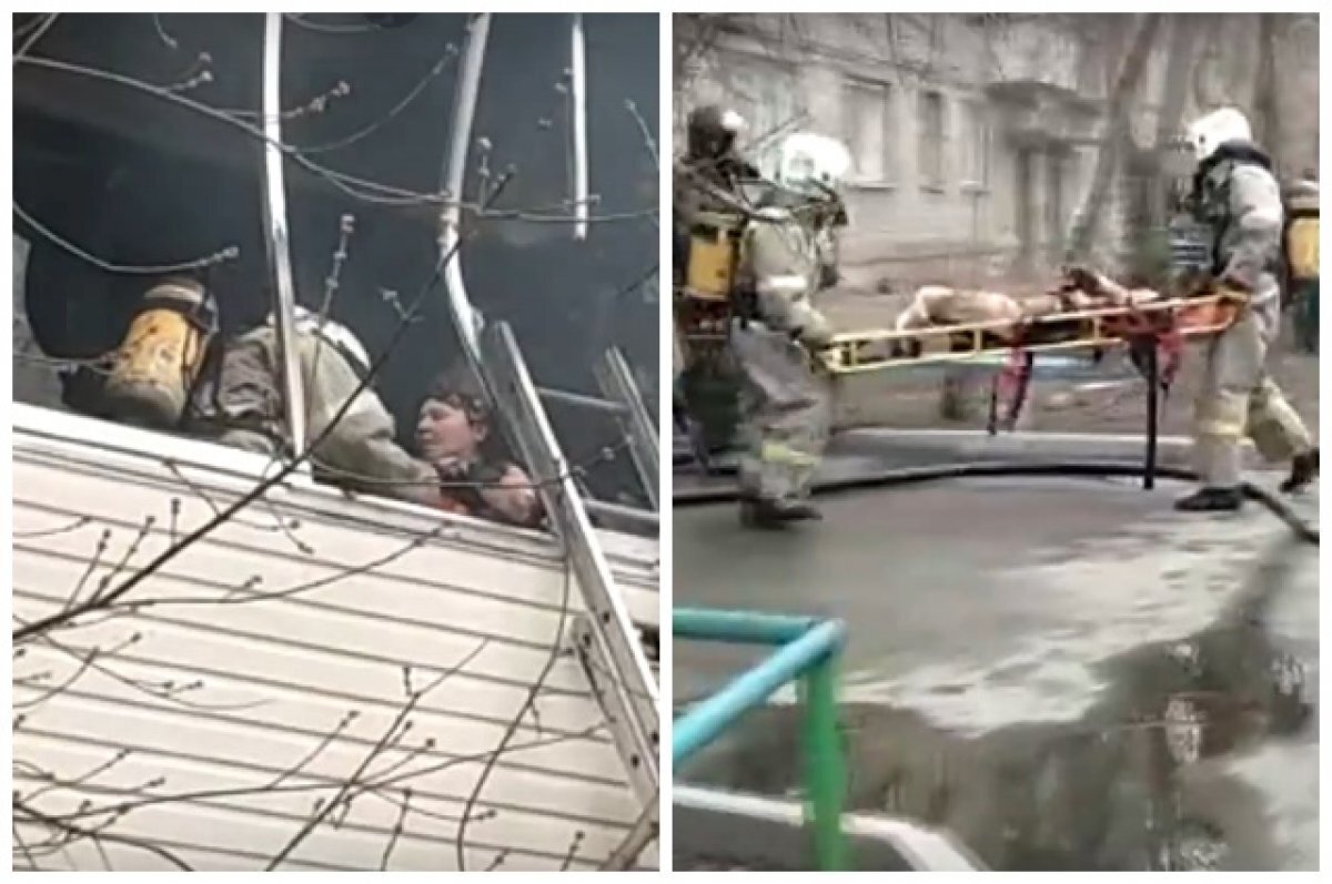    Появилось видео спасения женщины из горящей квартиры в Новосибирске