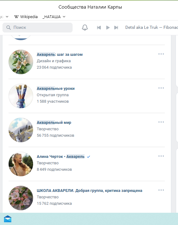 Часть из "акварельных" подписок