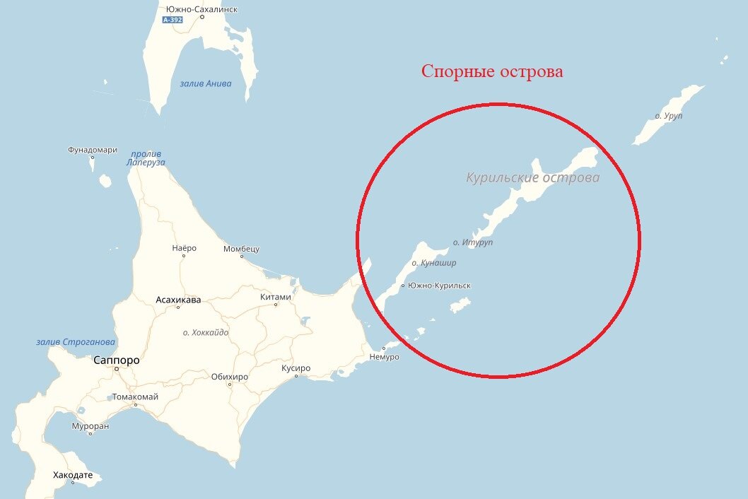 Курильские острова на карте мира