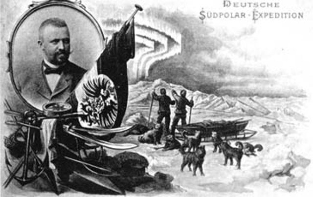 Открытка в честь экспедиции. На фото Э.ф. Дригальски.