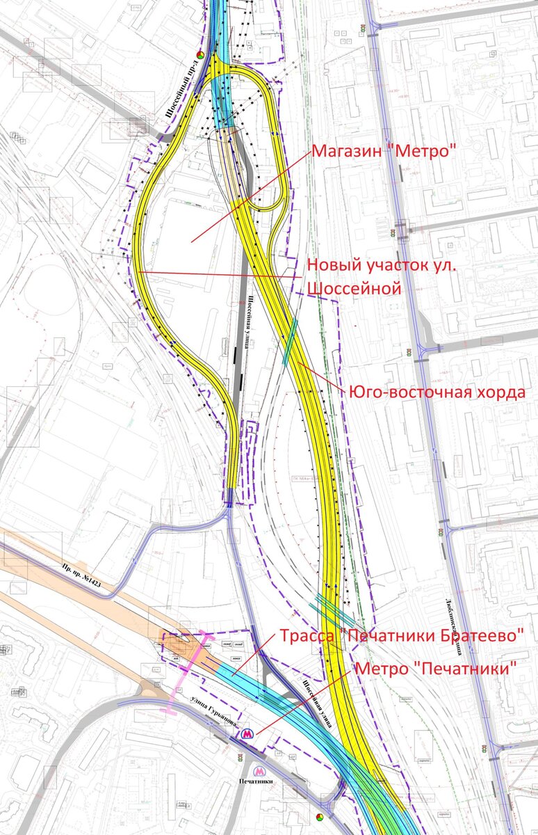 План юго восточной хорды в москве подробная схема