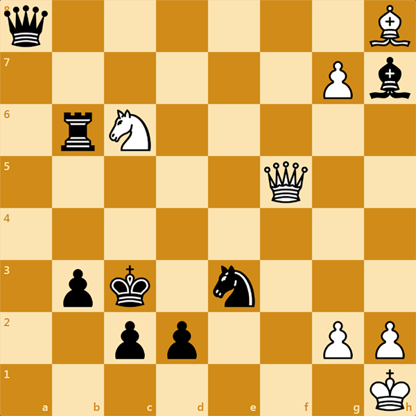 Белые начинают и ставят мат в 1 ход черным. Авторы задачи - портал Chessok.net