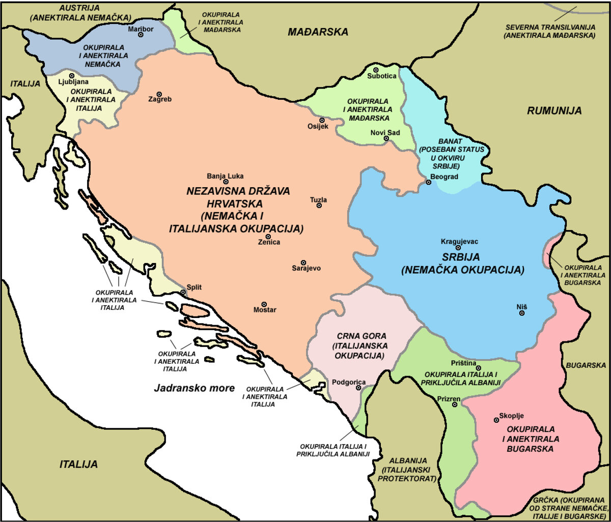 Карта Югославии 1941. Раздел Югославии во 2 мировой войне. Карта раздела Югославии 1941. Оккупация Югославии 1941 карта.