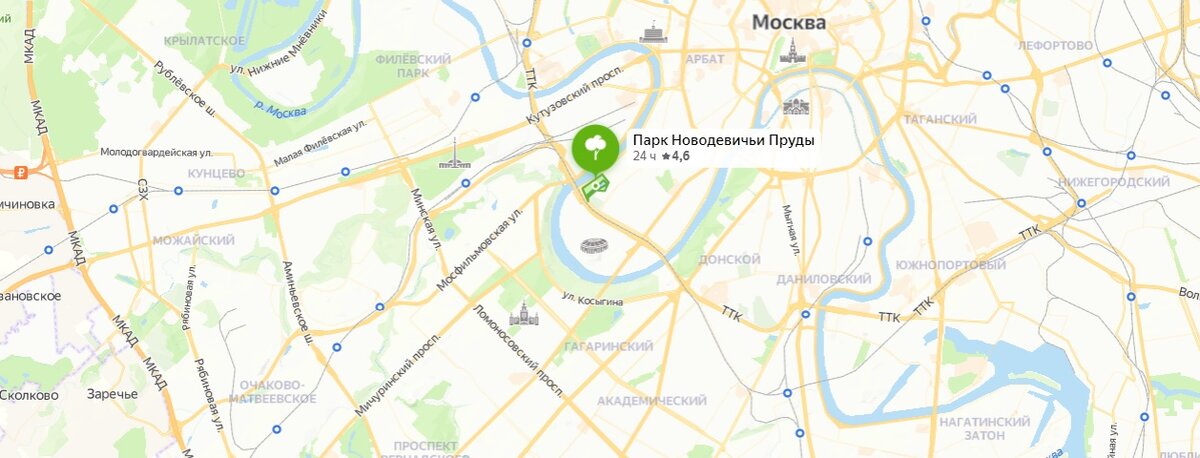 Москва, Новодевичьи пруды, карта