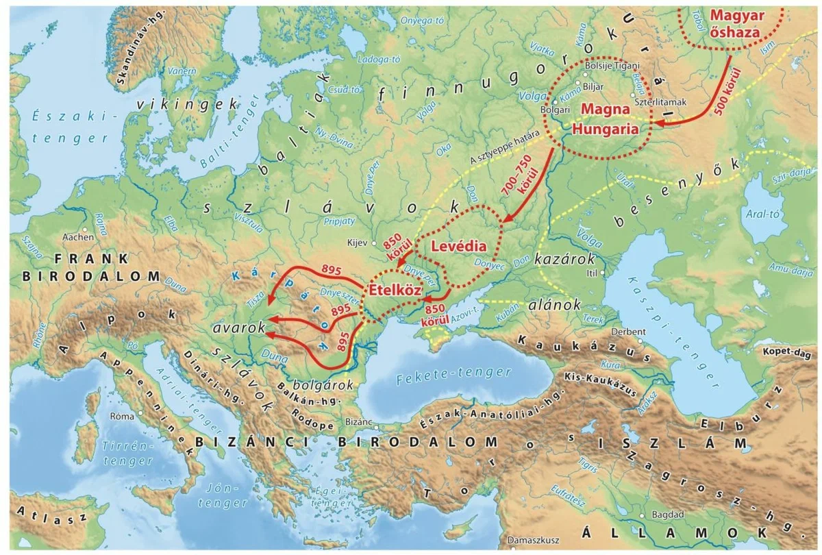 Откуда пришли народы. Карта миграции венгров. Карта переселения венгров. Венгры территория расселения. Карта переселения Мадьяр.