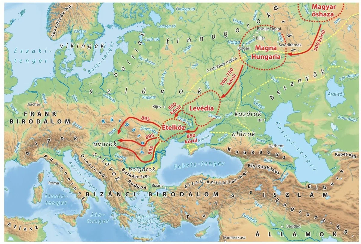 Карта переселения венгров. Венгры территория расселения. Карта миграции венгров. Карта переселения Мадьяр.