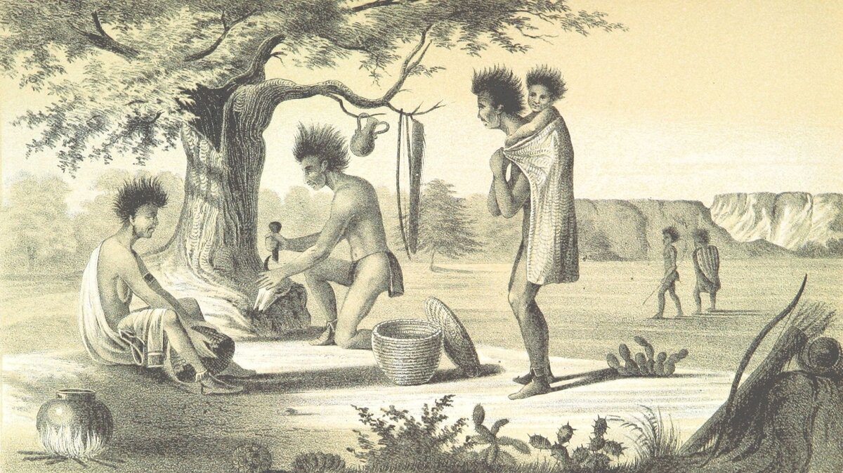 Рисунок народа явапаи, сделанный первой топографической миссией Ситгривза в Аризоне, 1851 год. 