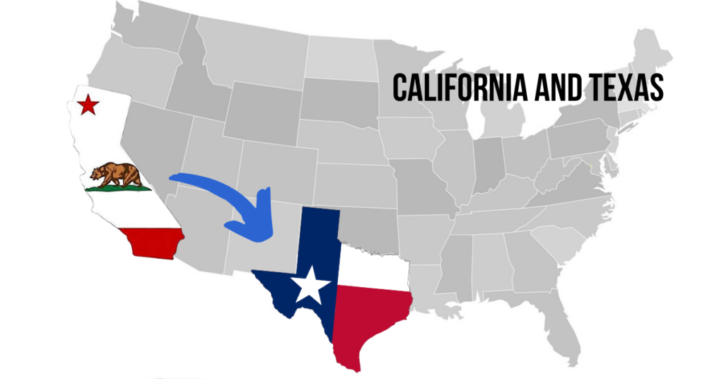 Техас хочет выйти из состава. Техас и Калифорния. Калифорнии и Техаса. Карта Калифорнии и Техаса. Техас и Мексика на карте.