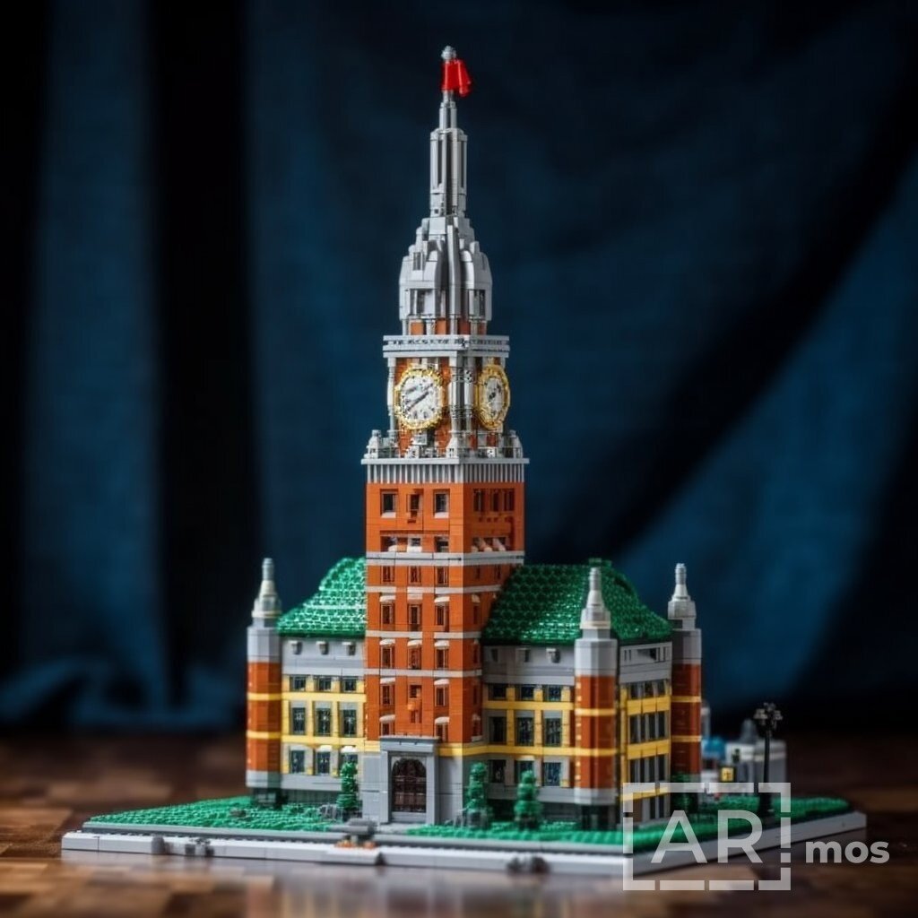 Ar москва. Лего Кремль Москва. LEGO башня с кораблем. Лего Золотая башня. Кремль из нейросети.