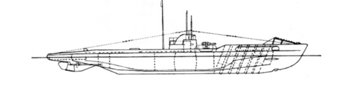 Схема внешнего вида подводной лодки данного типа