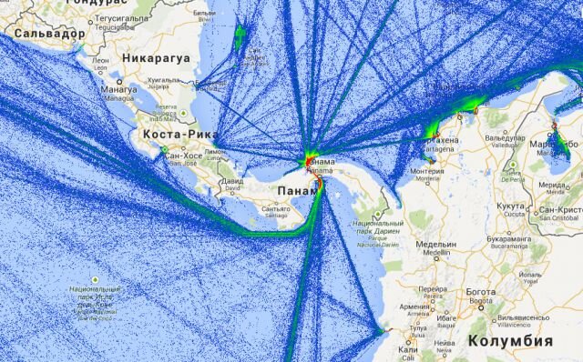 Трафик движения морских судов в зоне Панамского канала