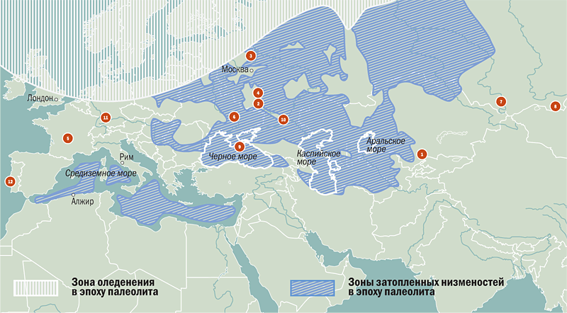 Карта древних морей на территории россии