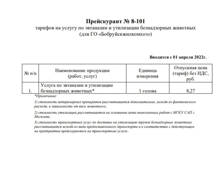 Прейскурано цен из САП
