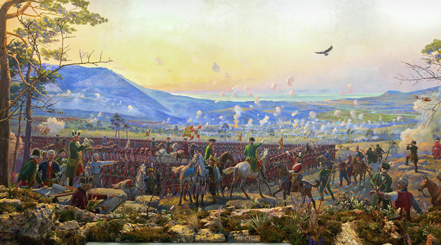 Диорама художника Игоря Дзыся «Бой при деревне Шума 4 августа (24 июля ст. ст.) 1774 г.» // Фото Алуштинского историко-краеведческого музея