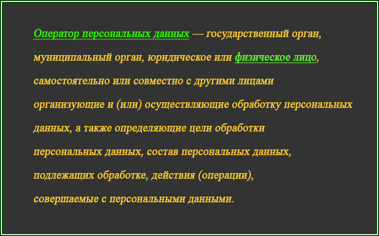 Оператор персональных данных. Определение  📷
