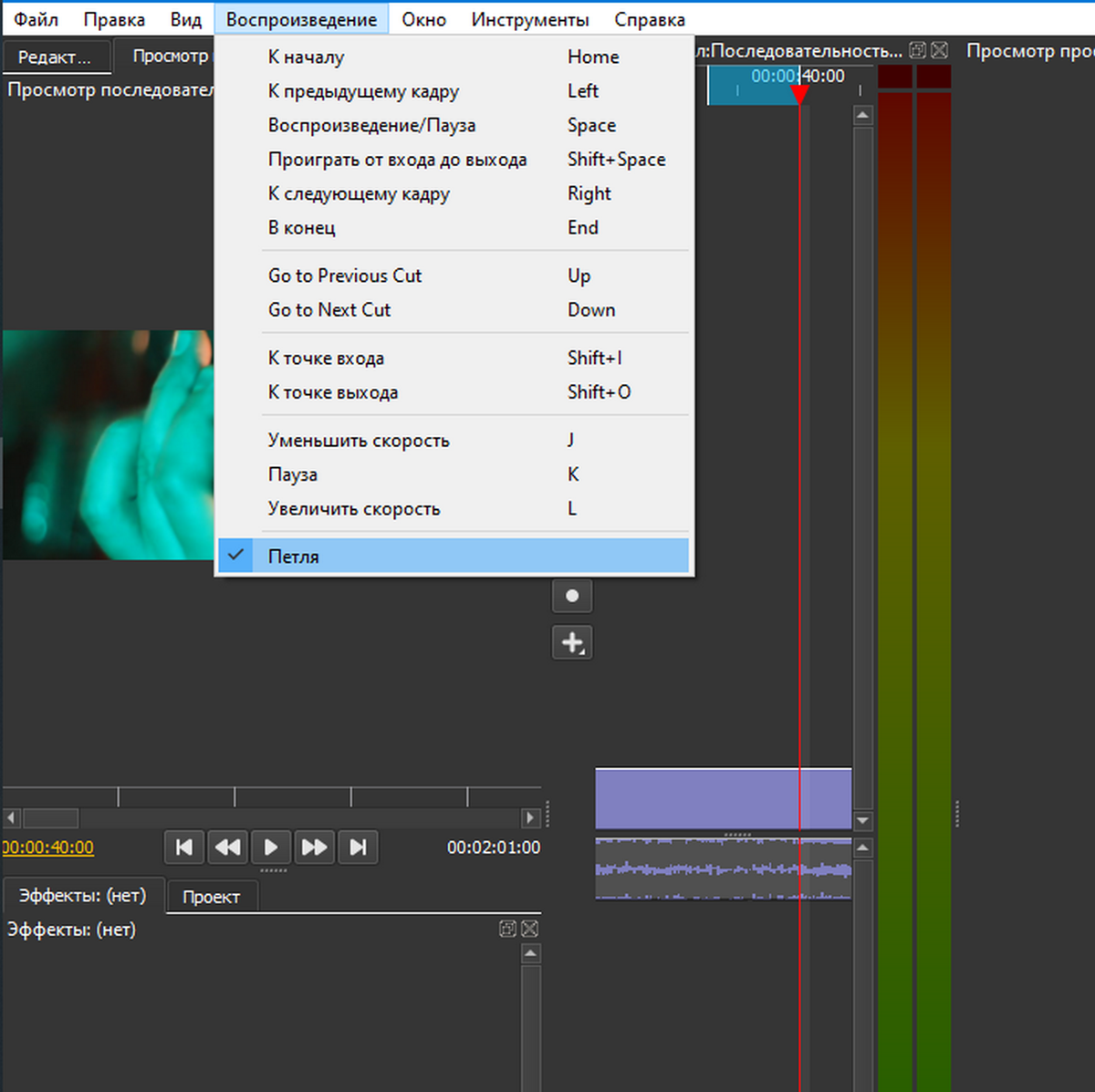 Галочка включена, цикл (петля) создан.