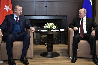    Президент РФ Владимир Путин с Президентом Турецкой Республики Реджепом Тайипом Эрдоганом ©сайт Президента России