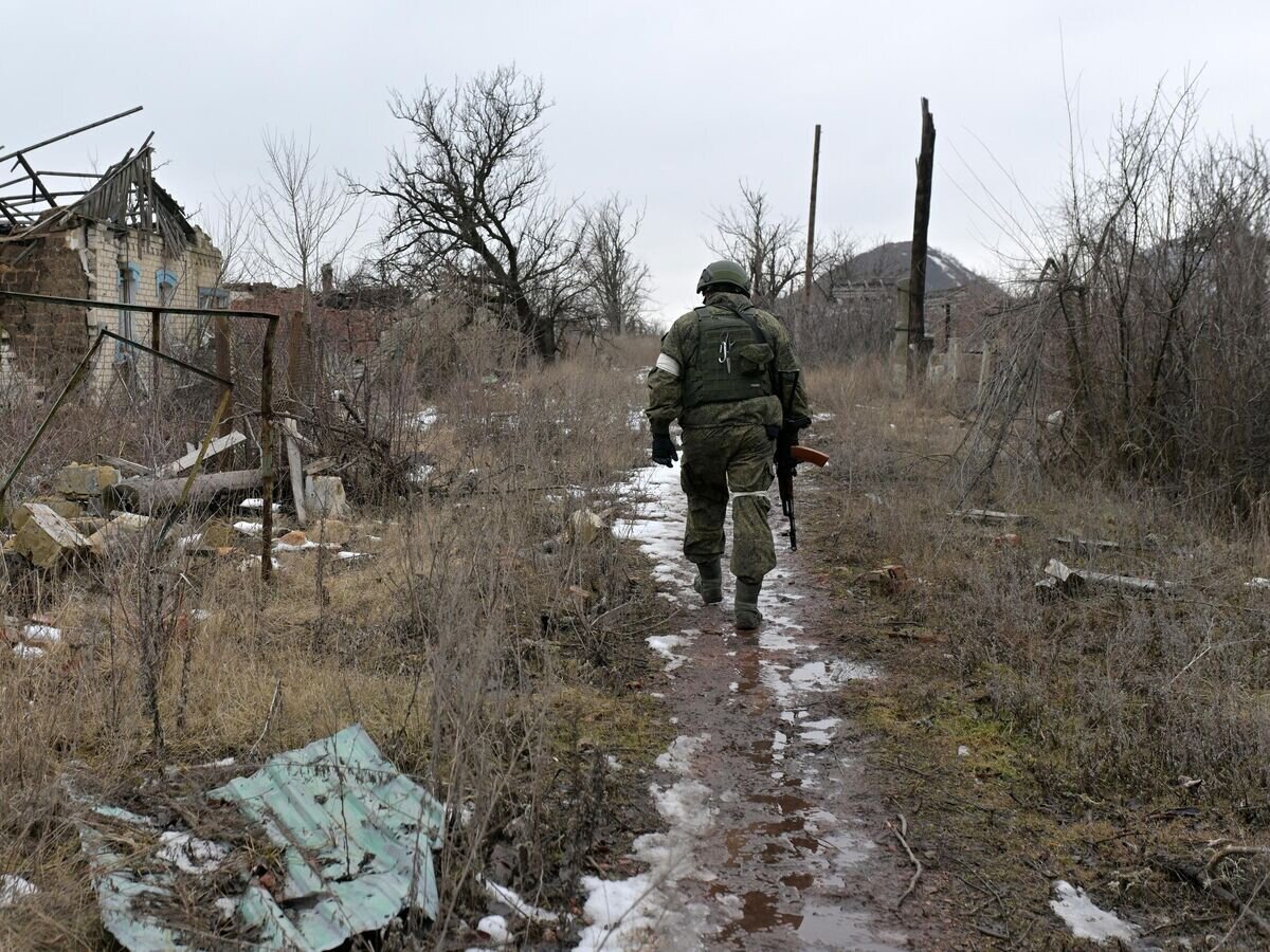    Военнослужащий в Марьинке© РИА Новости / Евгений Биятов