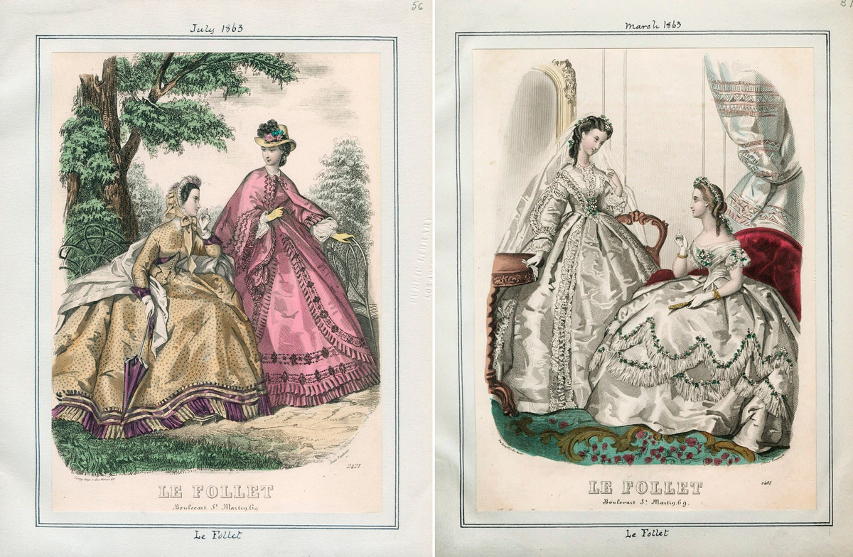 Модные гравюры из "Le Follet", 1863. (cc) Wikimedia Commons