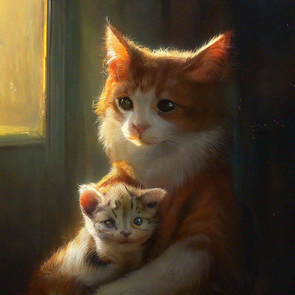 Кошка с котенком