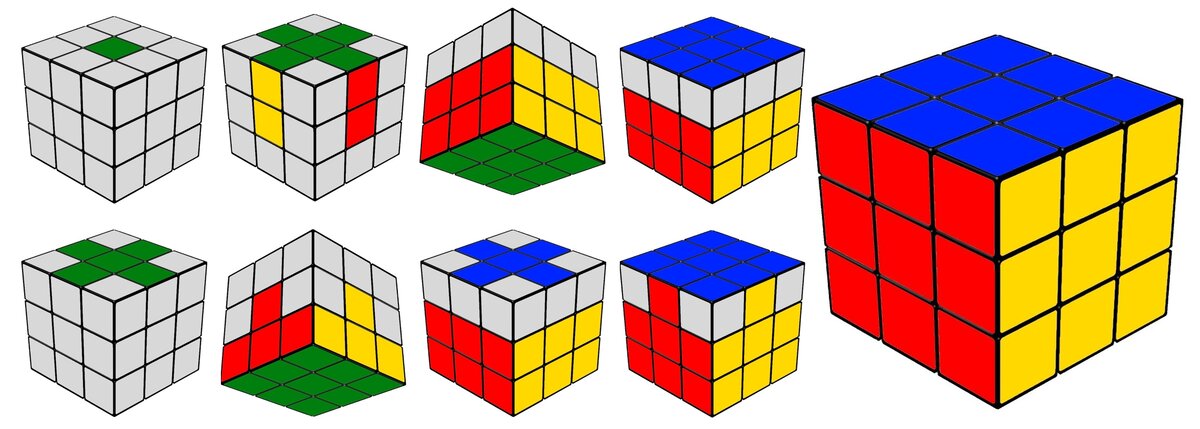 Пошаговая сборка классического кубика Рубика 3x3