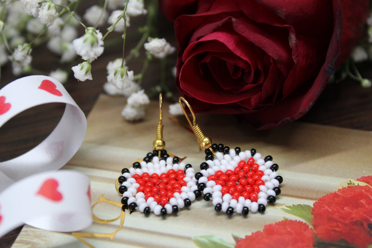 Серьги из чешского бисера, ручная работа