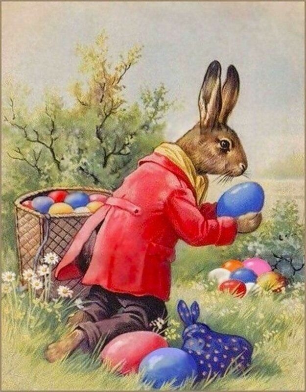 Пасхальный заяц на старой открытке