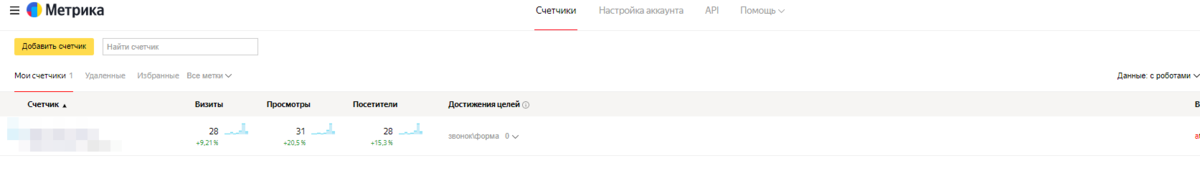 Скрин из Яндекс Метрики