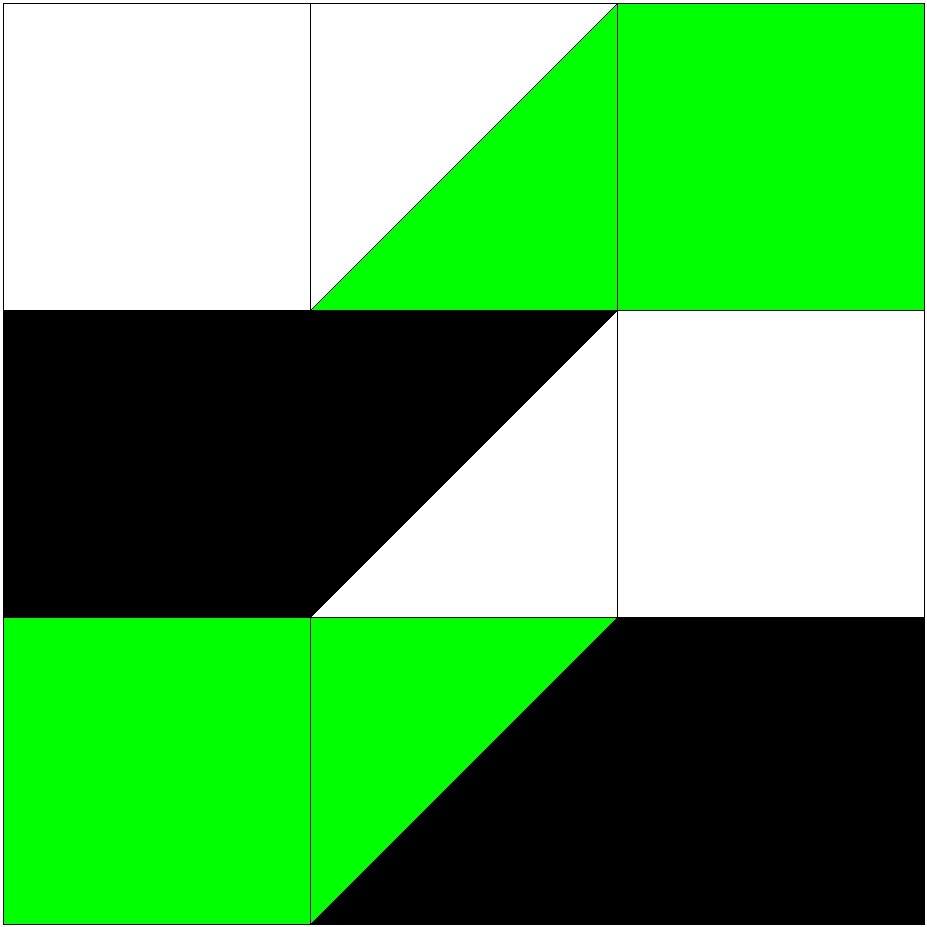 2 Лоскутный узор "абстракция" 3х3 квадрата 3 цвета