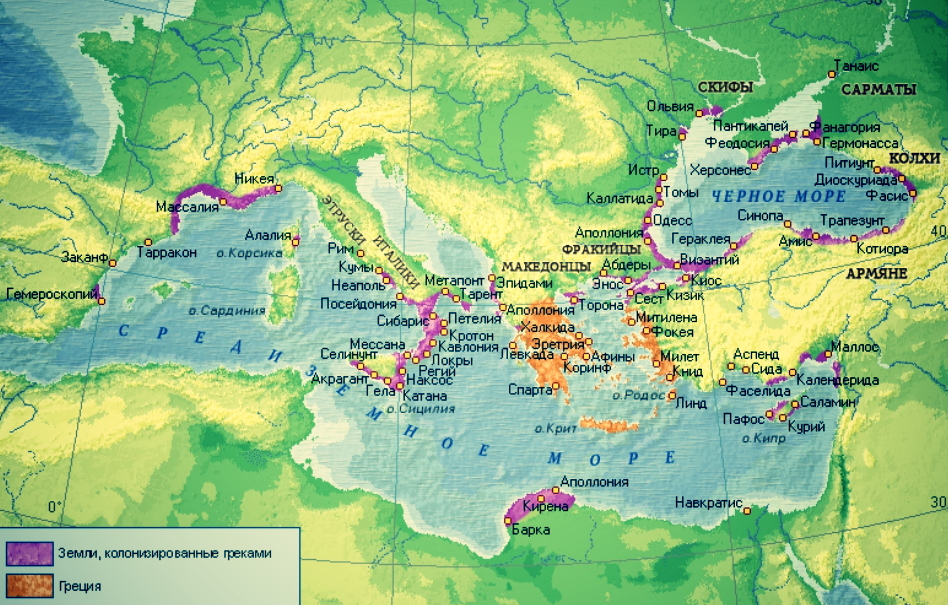 Карта средиземного моря в древности