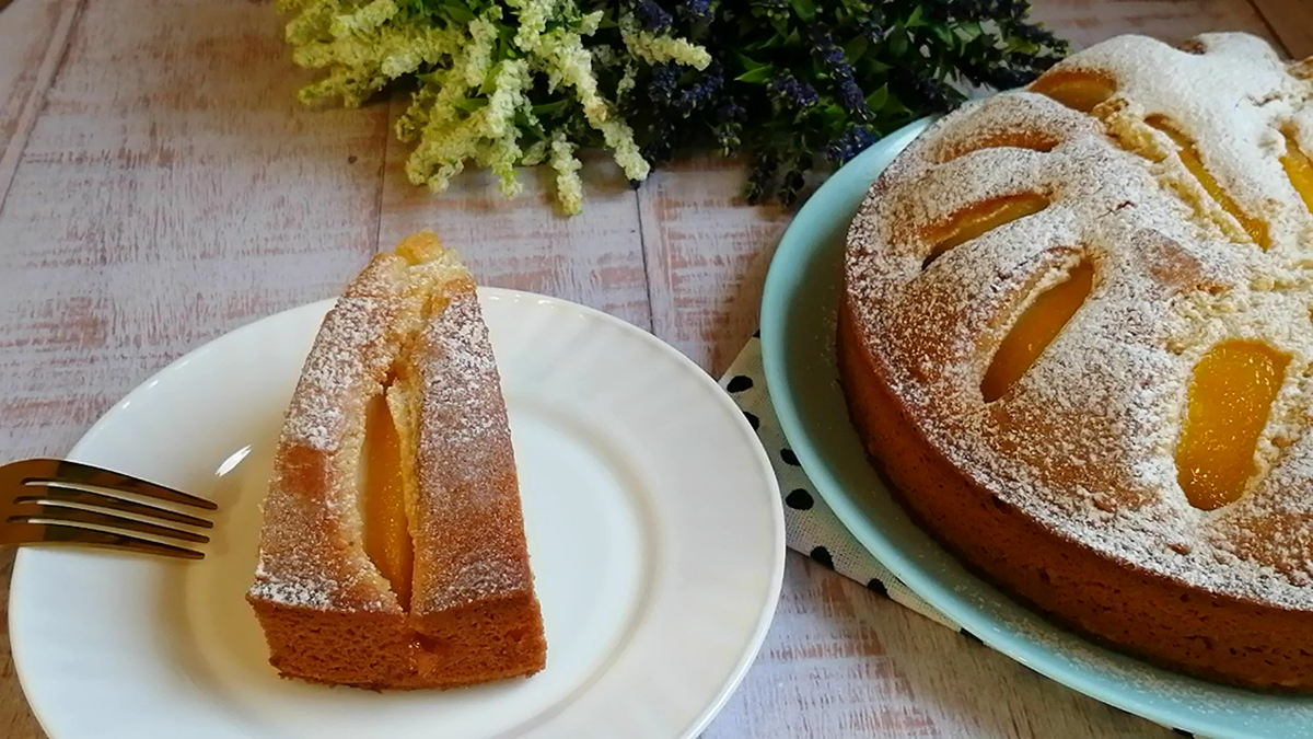 Роскошный пирог на сметане с персиками. Просто и очень вкусно | ГОТОВИМ  очень ВКУСНО | Дзен