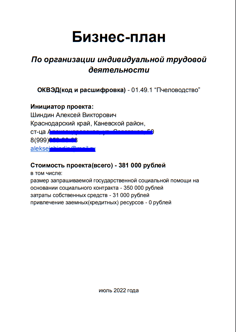 Делюсь Бизнес-планом для получения социального контракта (подготовка и  защита) | Алексей Шиндин | Папа в деревне | Дзен