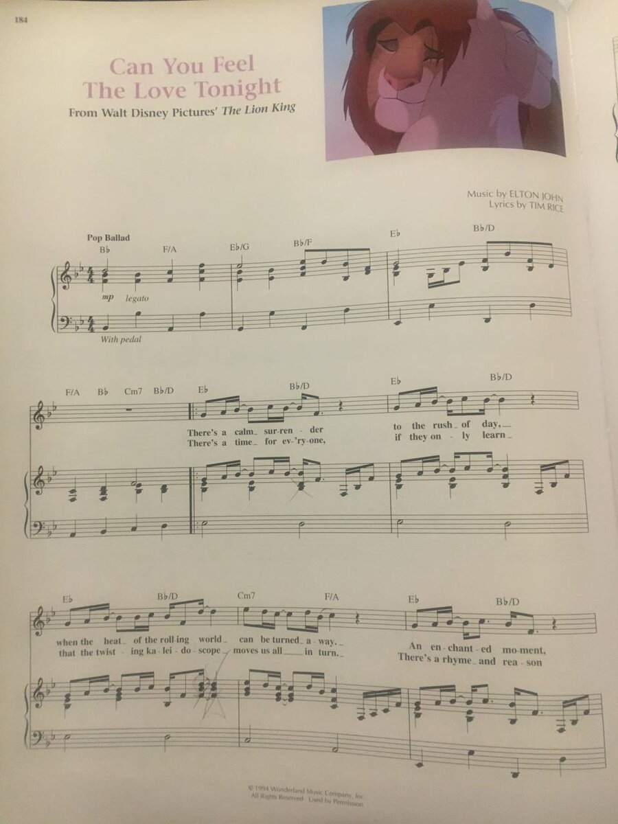 Лист1. Ноты из сборника песен Уолта Диснея