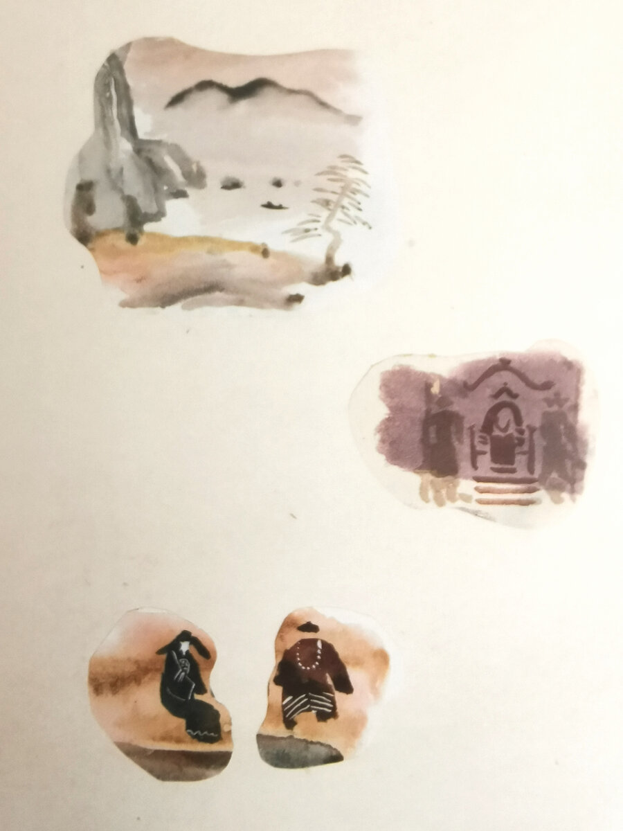 Николай Лапшин. Эскиз иллюстрации к книге "Путешествие Марко Поло". 1933.