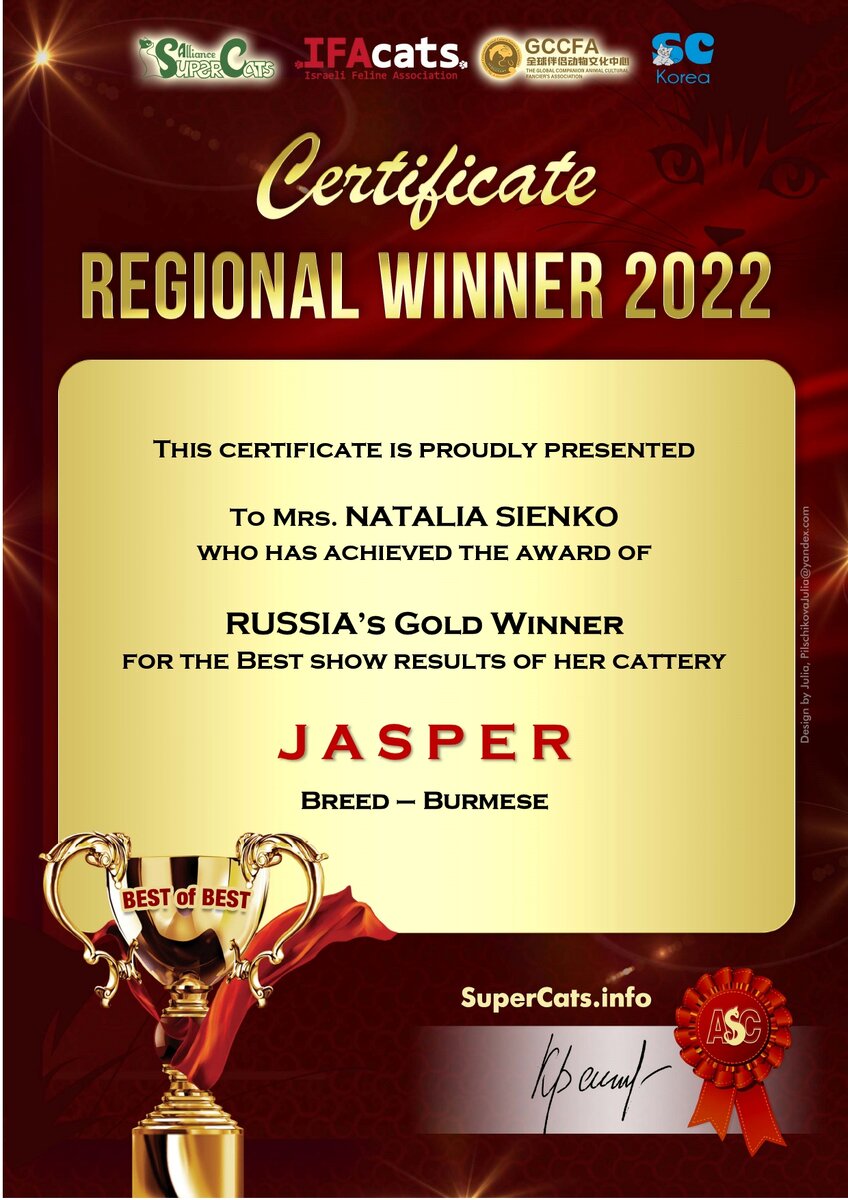 Russia’s Gold Winner – Лучший питомник России в 2022 г.