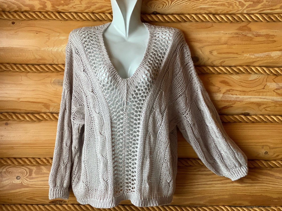 Пуловер из итальянской пряжи Filcom 50% шелк, 35% лен, 15% кашемир