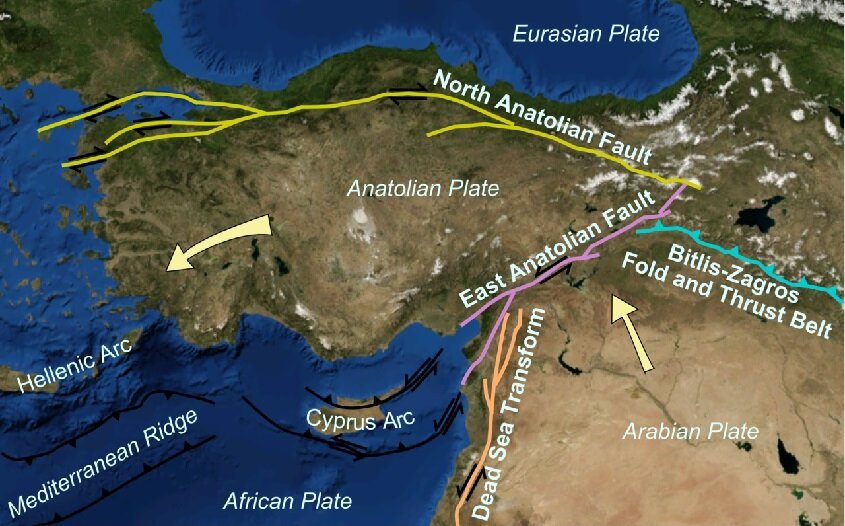 Карта разломов турции