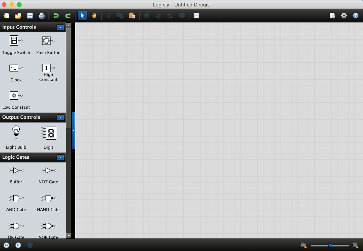 Внешний вид симулятора логических схем Logicly 